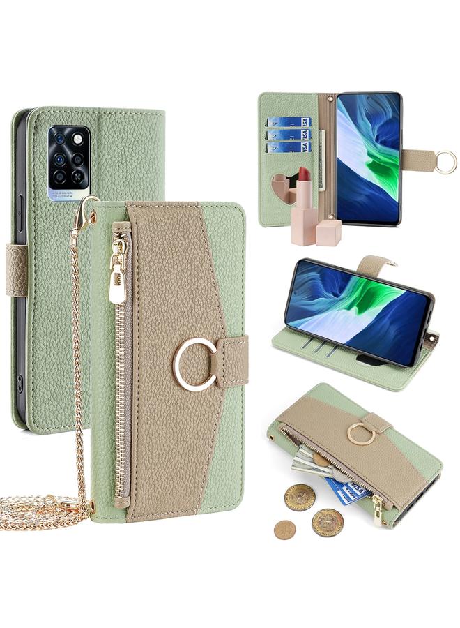 اس-توب جراب هاتف Infinix Note 10 Pro Crossbody مصنوع من الجلد بملمس الليتشي - Image 1