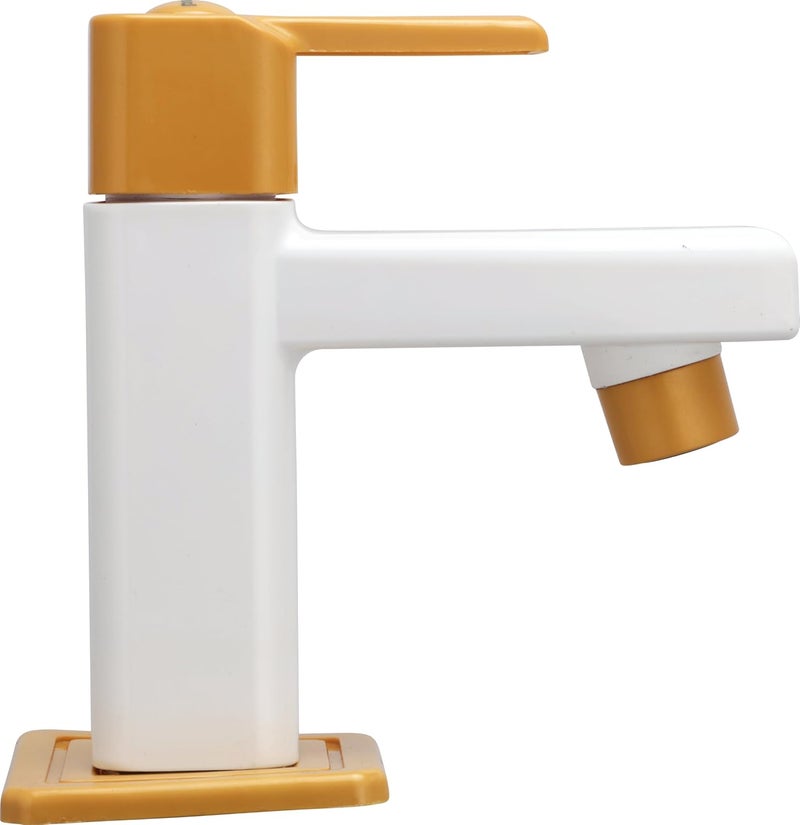 Prayag Ultra Pillar Cock PTMT Plastic Foam Flow Table Mount Faucet Tap with Flange Leakproof Durable Stylish Wash Basin Sink Bathroom Water Saving (Gold, 130-UG) - Image 2