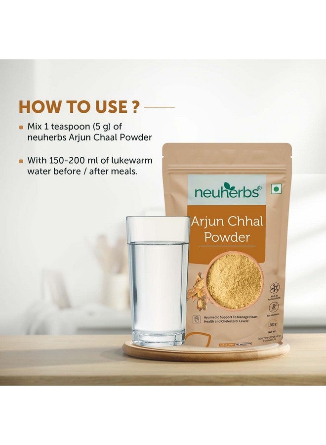 Neuherbs Arjun Chhal Powder - 200 gm (Pack of 1) | 100% Natural & Pure Herbal Arjun Ki Chaal Powder For Men & Women | To Support Heart Health & Promote Good Cholesterol | Rich In Antioxidant - Image 4