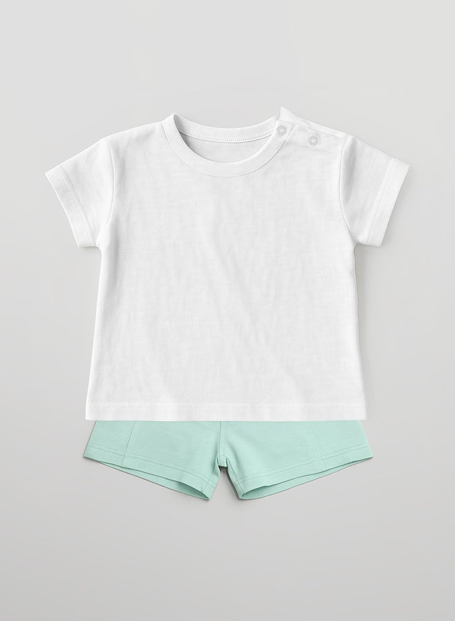 LC WAIKIKI Baby Boys' Plain T-Shirt and Shorts 2 Pack Summer Set - Image 1