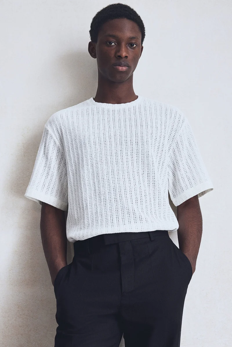 H&M Regular Fit Crochet-look T-shirt