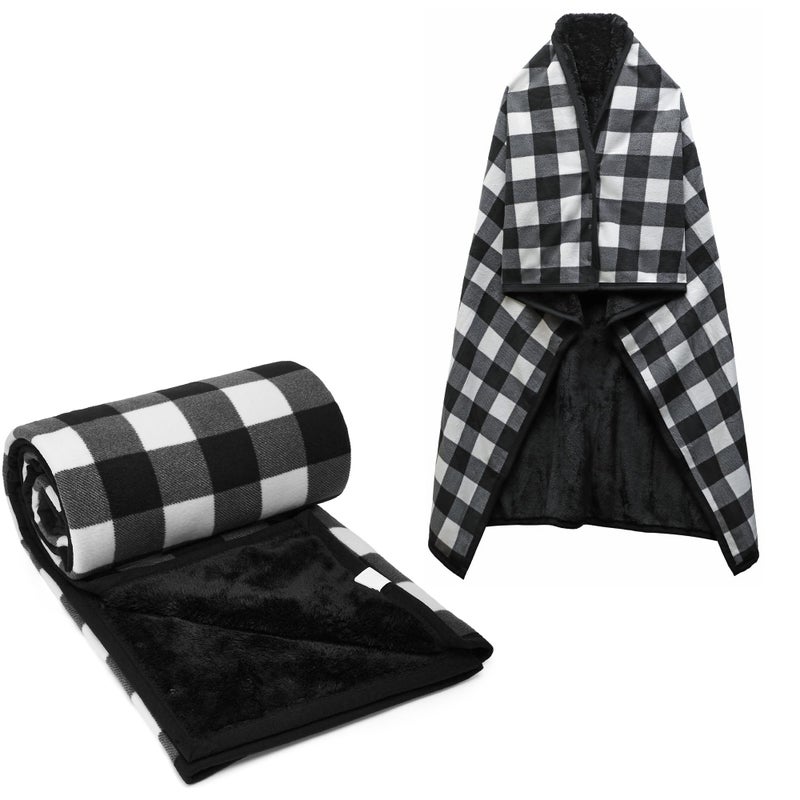 forestfish Fleece Wearable Blanket Oversized Comfy Lightweight Lap Blanket Poncho Throw with Buttons 63x 55Black