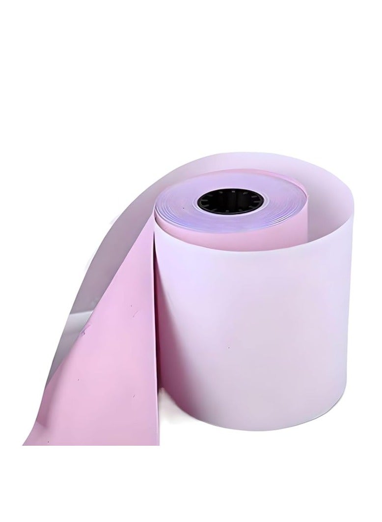 76 x 70mm, 2ply Premium Paper Till EPOS Kitchen Printer Receipt Rolls - Carbonless - (Box of 20 Rolls) - 2 PLY, Non-Thermal  pink and white  - Image 1
