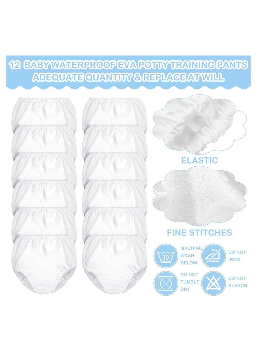 DMG TECH 12 Pairs Baby Potty Training Pants Waterproof Plastic