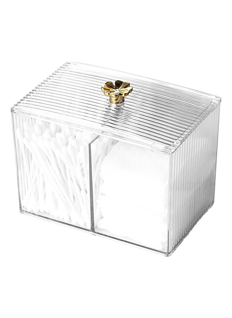 Oasisgalore Cotton Pad Holder, Cotton Bud Dispenser - Dressing Table Accessories, Transparent Organizer with Lid 13 x 8 x 9cm  - Image 1