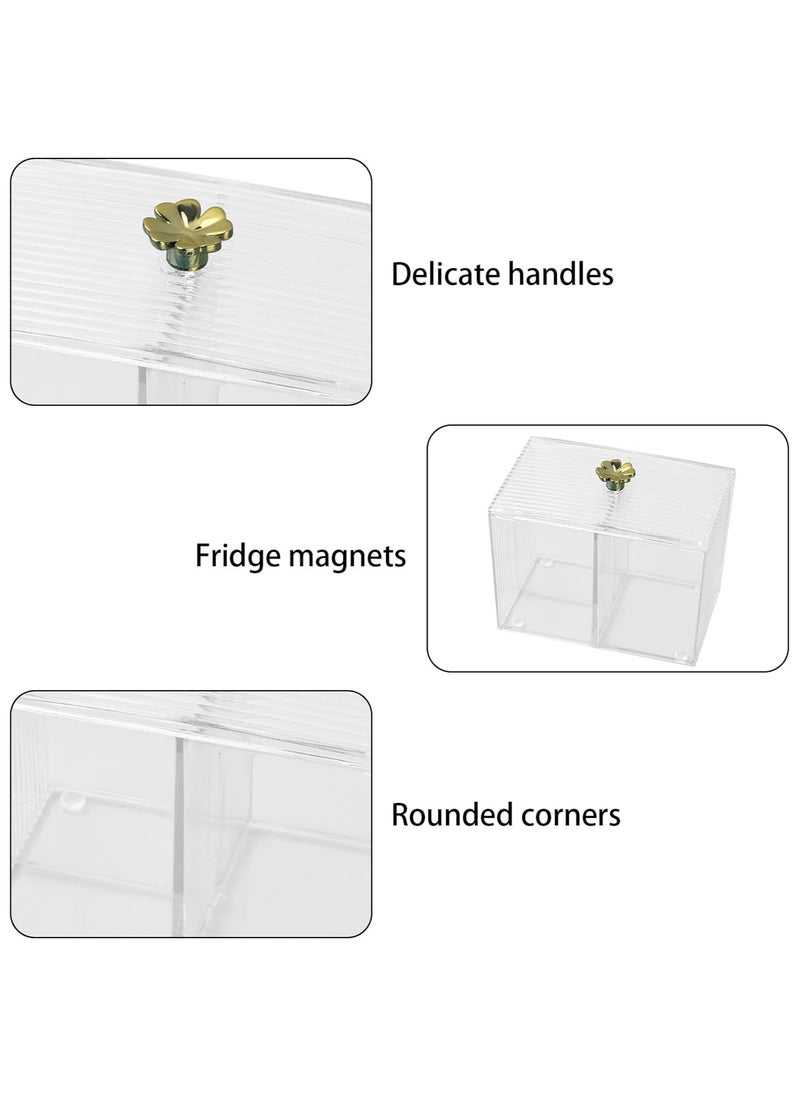 Oasisgalore Cotton Pad Holder, Cotton Bud Dispenser - Dressing Table Accessories, Transparent Organizer with Lid 13 x 8 x 9cm  - Image 2