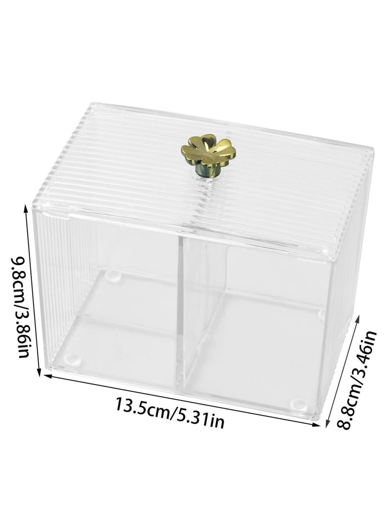 Oasisgalore Cotton Pad Holder, Cotton Bud Dispenser - Dressing Table Accessories, Transparent Organizer with Lid 13 x 8 x 9cm  - Image 3