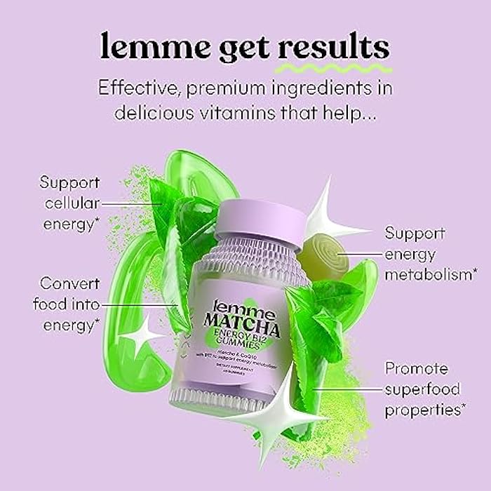 Lemme حزمة ماتشا والتركيز | حلوى الطاقة السوبر فود | B12، شاي أخضر + CoQ10 | كوجنيزين سيتكولين | التركيز وصحة الدماغ | خالية من الغلوتين | مجموعة متنوعة من 2 - Image 2