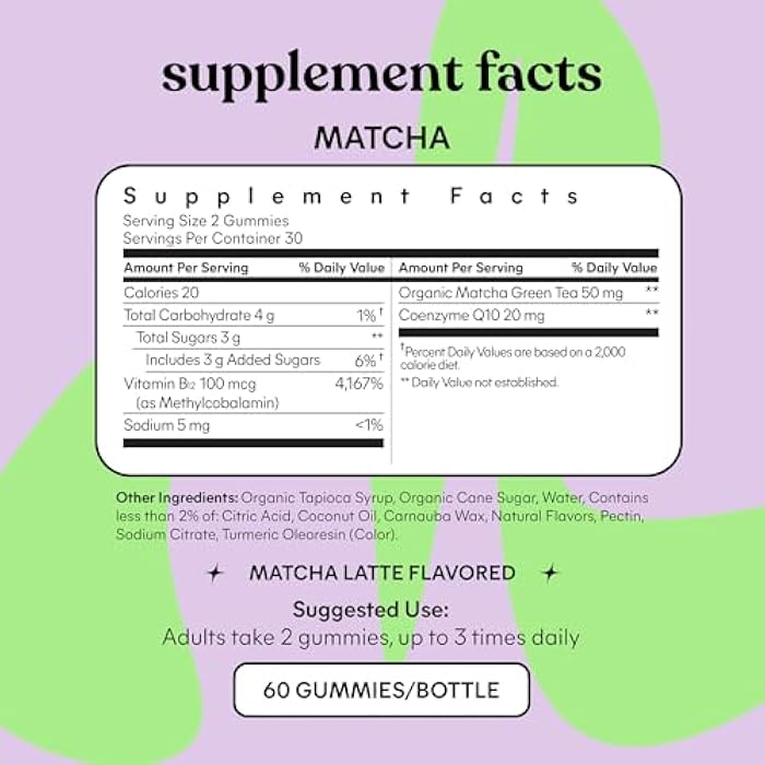Lemme حزمة ماتشا والتركيز | حلوى الطاقة السوبر فود | B12، شاي أخضر + CoQ10 | كوجنيزين سيتكولين | التركيز وصحة الدماغ | خالية من الغلوتين | مجموعة متنوعة من 2 - Image 4