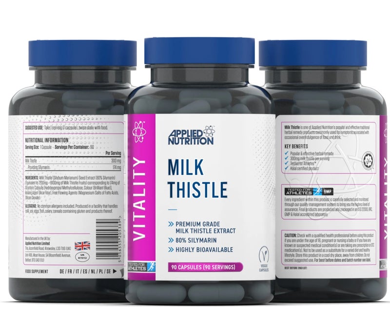 Applied Nutrition Milk Thistle – Premium Liver Support Supplement | 80% Silymarin | Highly Bioavailable | 90 Capsules (90 Servings) - Image 2