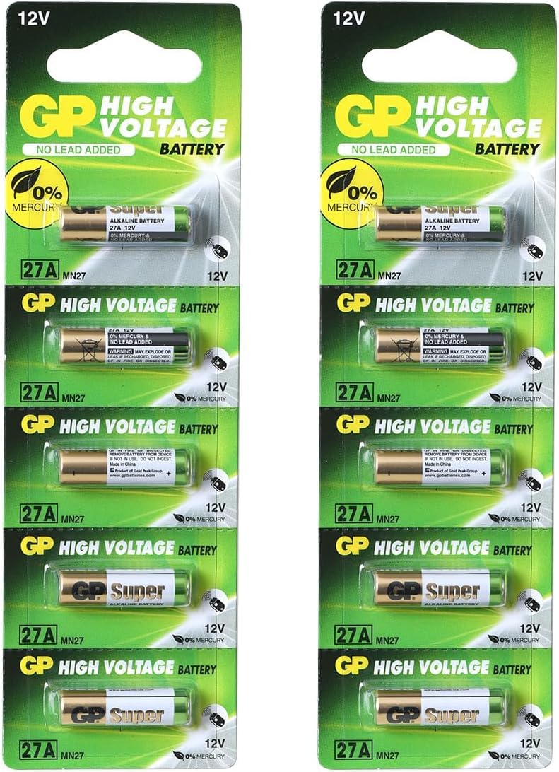 GP Alto Voltaje BaterÃ­a 27 A MN27 A27 PK5 12 V [10 Pack]