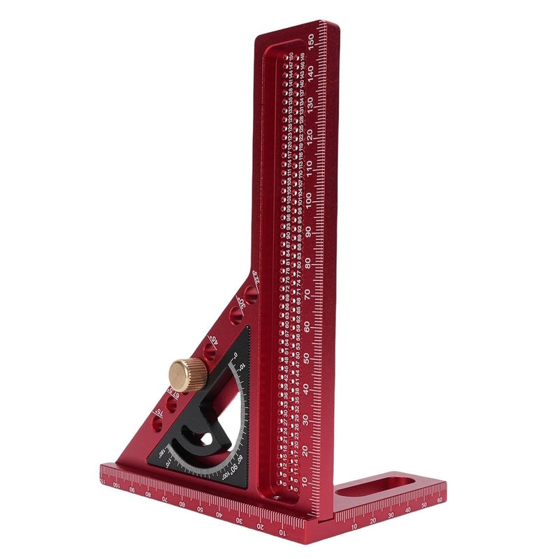 Asixxsix Aluminum Alloy Multi Angle Measuring Ruler 0-180 Degree Adjustable Woodworking Square Protractor with Anodized Finish for Wood, Pipes, and 3D Objects (Red and Black) - Image 3