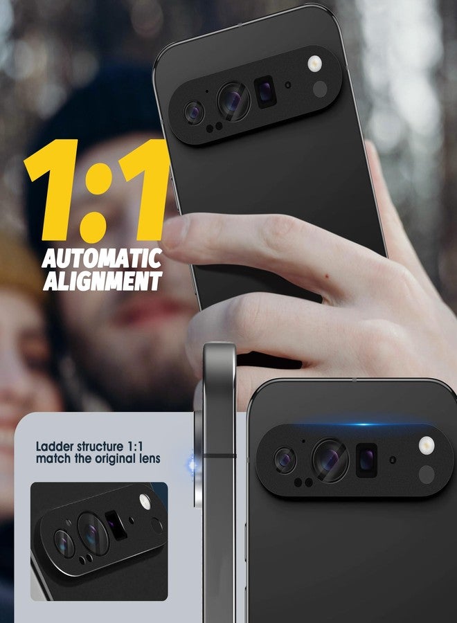 Orzero (2 Pack) Camera Lens Protector Compatible for Google Pixel 9 Pro XL, Protector de Cámera Premium Metal and Glass Precise Camera Cutouts High Definition Anti-Scratch (Black) - Image 4