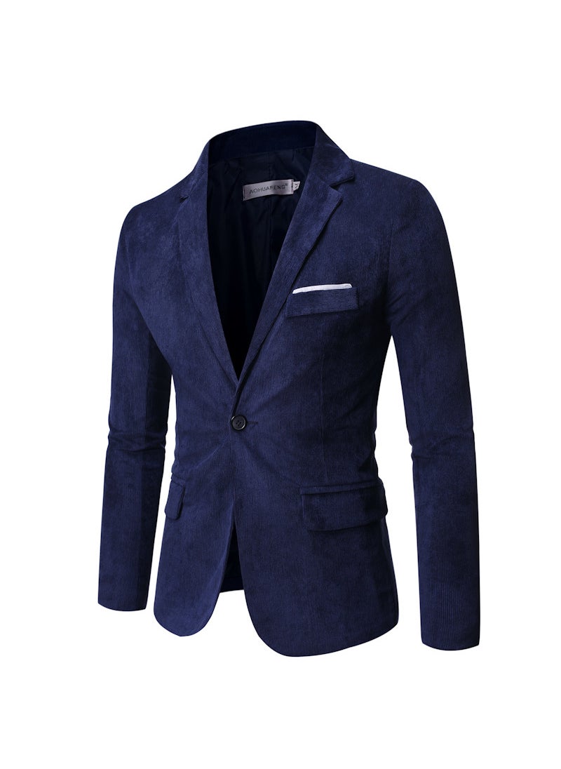 Generic Cross-border Ebay Fast-selling Mens Slim Fit Suit Smooths Your Silhouette Korean Business Casual Jacket Corduroy Clothes Gray  - Image 2