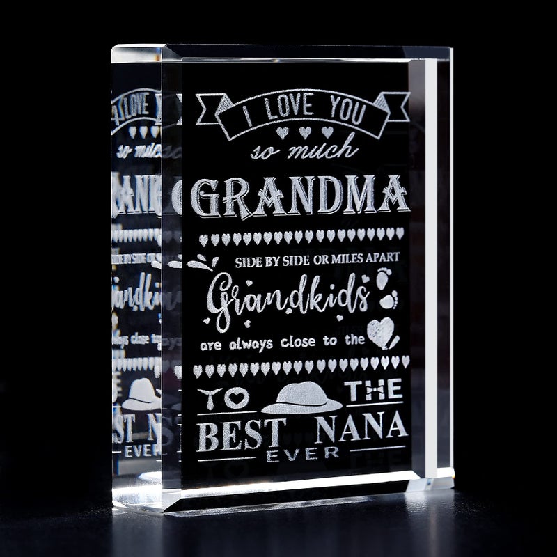 Movdyka Grandma Gifts From Grandchildren Personalized Grandma Birthday Gifts From Grandchildren Grandkids Unique Cyrstal Engrave Best Nana Ever I Love You Grandma Grandkids Are Always Close To The Heart