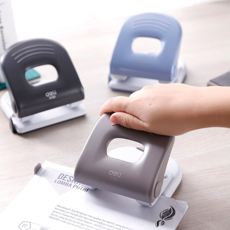 ديلي مثقاب ورق قوي سعة 40 ورقة فتحتين مسافة 80 مم قطر 6 مم – رمادي - Image 3