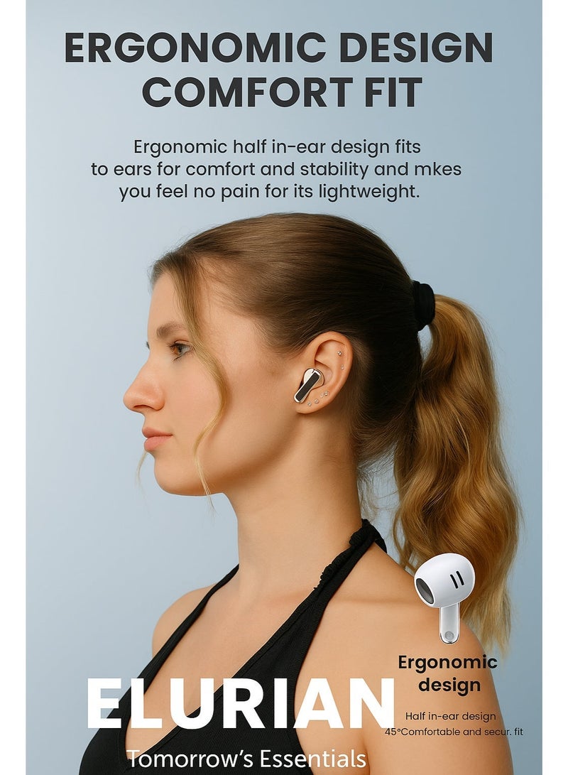 Elurian Air Wireless Earbuds, Bluetooth 6.0, TWS, In-Ear Headphones, Noise Cancelling, Gaming Mode, Fast Charging - Image 5