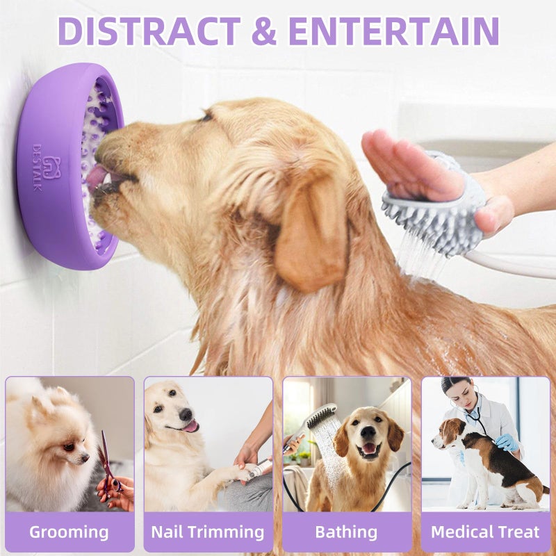 Bestalk Dog Lick Bowl, Bestalk Anxiety Relief Lick Mat for Dogs, Non-Slip Freeze Licking Bowl Enrichment Puzzle Feeder for Distraction, BPA Free Silicone, Dishwasher Safe(Purple,L) - Image 3