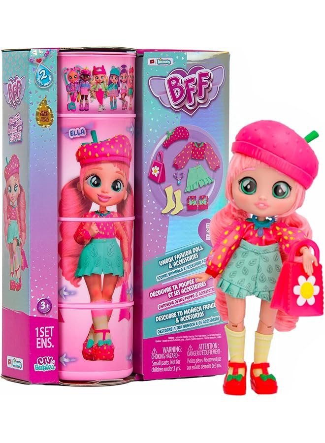 CRY BABIES S2 Ella Collectible Fashion Doll With Long Hair Fabric Clothes And 9 Accessories Toy Gift For Girls And Boys Plus 5 Years - Image 1