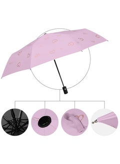 Folding Umbrellas Travel Automatic, women- Large Rain Folding Compact Umbrella Portable Fast Drying with One-bu tton Auto Open and Close, Non-slip Handle (Pink love)