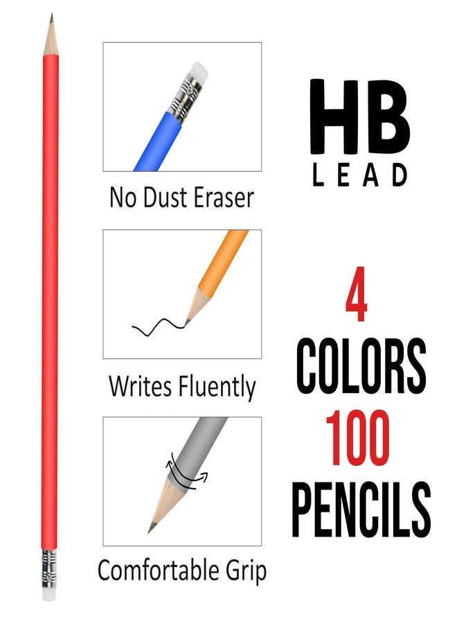 Artiggle Pearl Rubber Tipped Pencils Set of 100 in Jar for Kids | Best HB Writing Drawing Pencils with Eraser | School Stationery Kit | Pencil Set with Eraser Tip |Return Gifts for Boys and Girls - Image 4