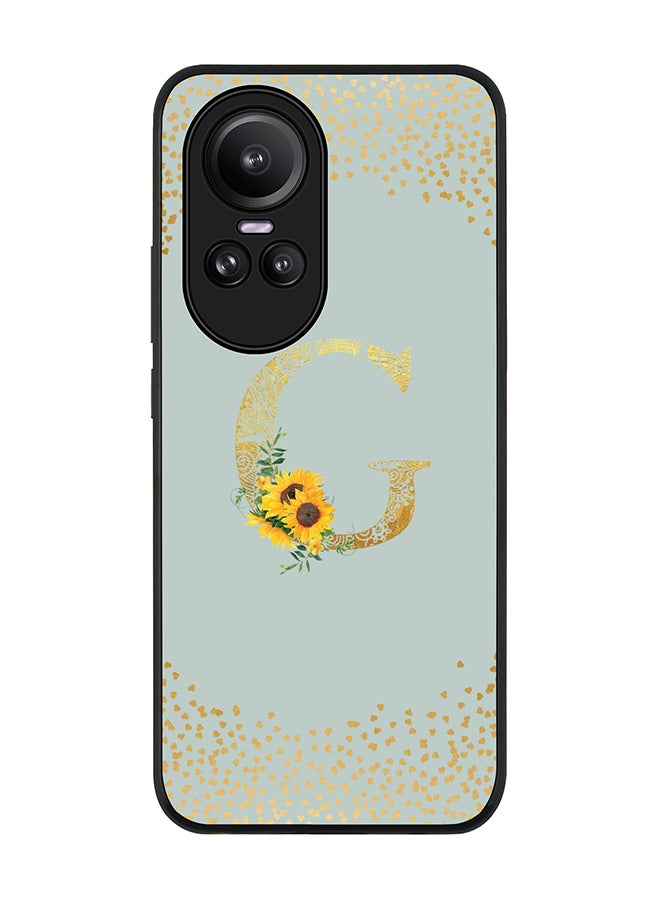 Stylizedd Rugged Black Edge case for Oppo Reno10 / Oppo Reno10 Pro Case Cover - Custom Monogram Initial Letter Mandala Floral Pattern Alphabet - G (Light Grey) - Image 1