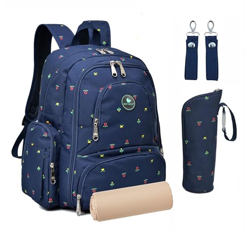 Motherly Elite Diaper Bag for Mothers for Travel, Maternity Bag for Newborn Baby, Mother Travelling Bag, Multiple Pocket Water Resistant Hospital Bag for moms with complimentary offers (Blue Flower) - Image 1