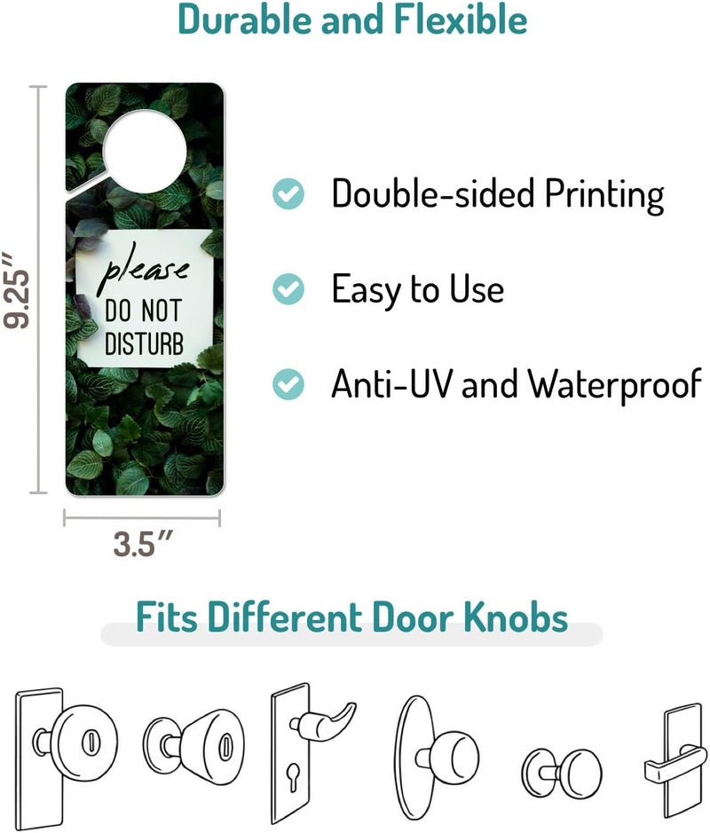 Fun-Plus Do Not Disturb Door Hanger Sign, 2 Pack (Printed on Both Sides), 9.3″x3.5″ PVC Plastic, Please Do Not Disturb Sign for Home, Office, Hotel, Bathroom, Bedroom, Counseling, Therapists, Clinic, Botanical - Image 3