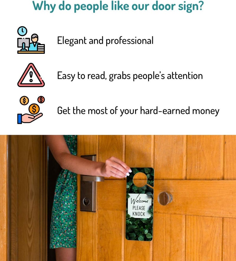 Fun-Plus Do Not Disturb Door Hanger Sign, 2 Pack (Printed on Both Sides), 9.3″x3.5″ PVC Plastic, Please Do Not Disturb Sign for Home, Office, Hotel, Bathroom, Bedroom, Counseling, Therapists, Clinic, Botanical - Image 4