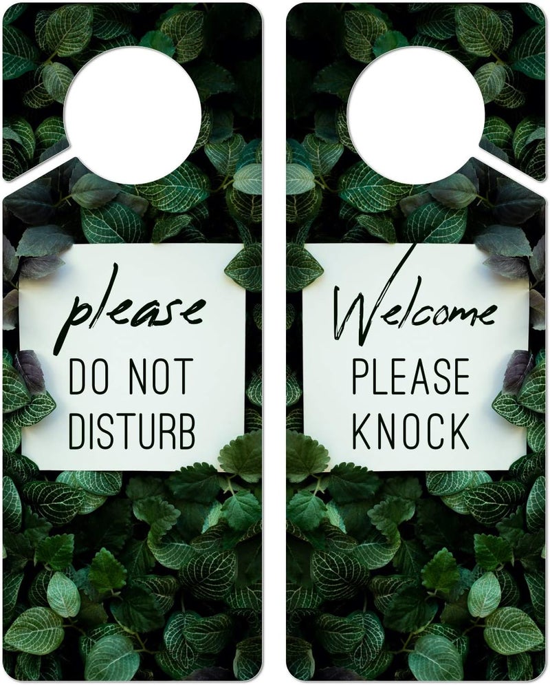 Fun-Plus Do Not Disturb Door Hanger Sign, 2 Pack (Printed on Both Sides), 9.3″x3.5″ PVC Plastic, Please Do Not Disturb Sign for Home, Office, Hotel, Bathroom, Bedroom, Counseling, Therapists, Clinic, Botanical - Image 1