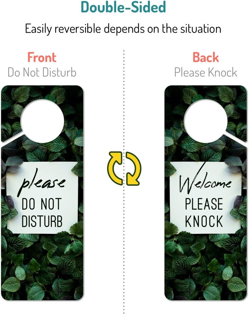 Fun-Plus Do Not Disturb Door Hanger Sign, 2 Pack (Printed on Both Sides), 9.3″x3.5″ PVC Plastic, Please Do Not Disturb Sign for Home, Office, Hotel, Bathroom, Bedroom, Counseling, Therapists, Clinic, Botanical - Image 2