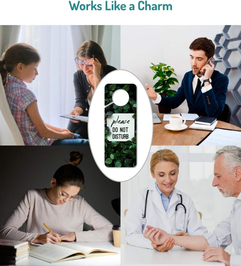 Fun-Plus Do Not Disturb Door Hanger Sign, 2 Pack (Printed on Both Sides), 9.3″x3.5″ PVC Plastic, Please Do Not Disturb Sign for Home, Office, Hotel, Bathroom, Bedroom, Counseling, Therapists, Clinic, Botanical - Image 5