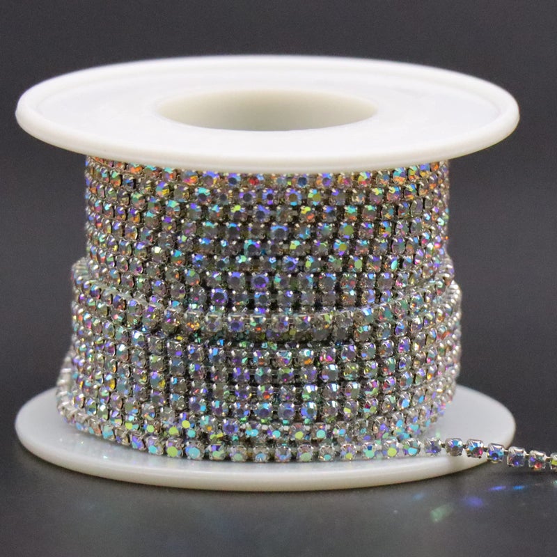 Jerler 10 Yards Crystal Rhinestone Trim Ss6.5/2.0Mm  Ab Close Chain For Sewing Crafts Ideal Wedding Party Christmas Diy Decoration - Image 2