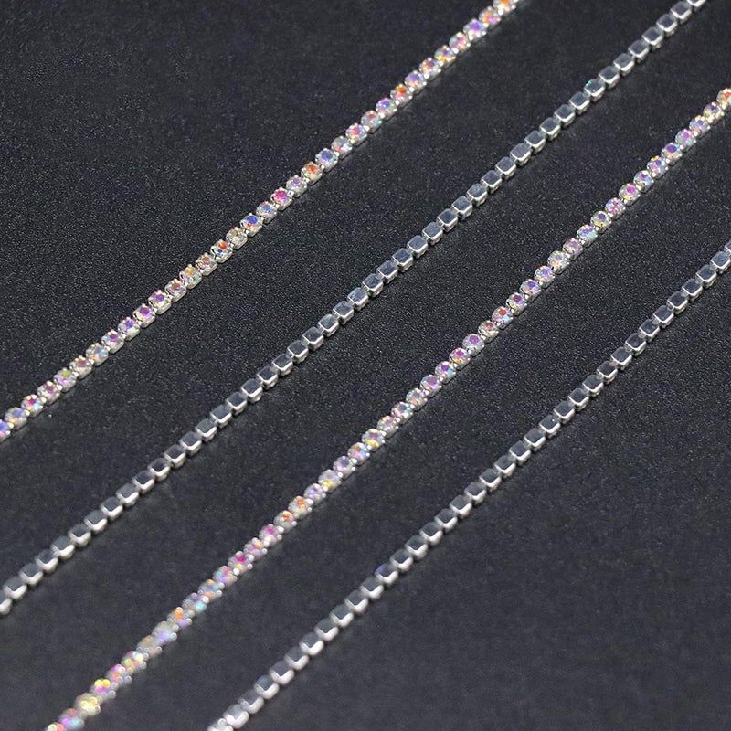 Jerler 10 Yards Crystal Rhinestone Trim Ss6.5/2.0Mm  Ab Close Chain For Sewing Crafts Ideal Wedding Party Christmas Diy Decoration - Image 4