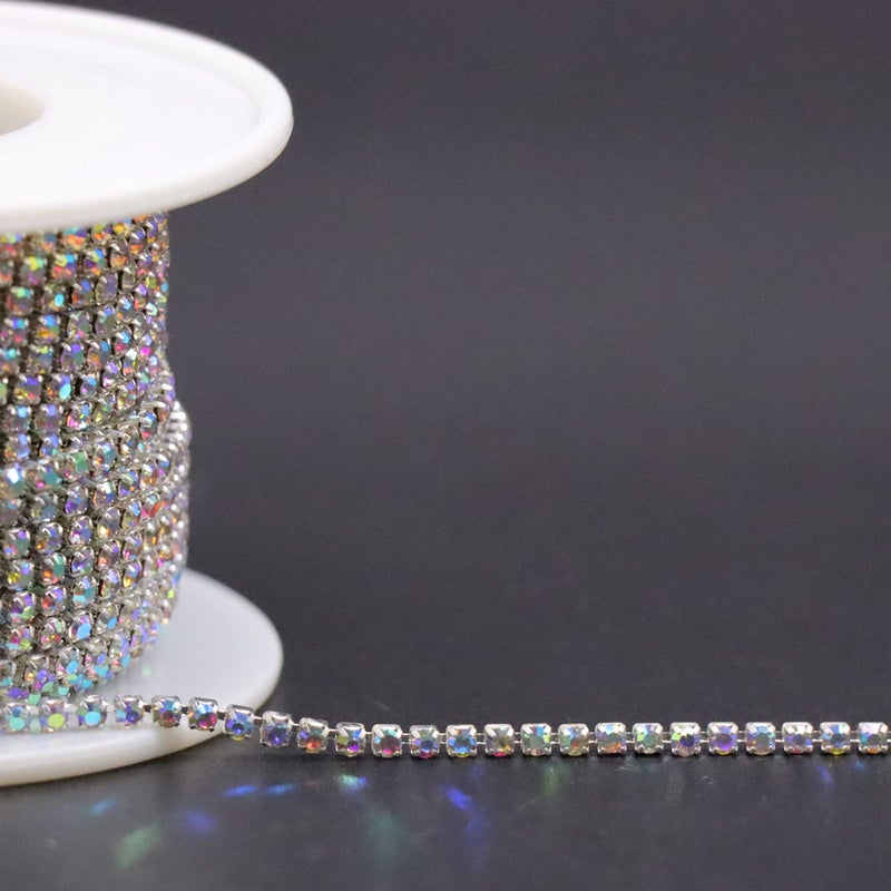 Jerler 10 Yards Crystal Rhinestone Trim Ss6.5/2.0Mm  Ab Close Chain For Sewing Crafts Ideal Wedding Party Christmas Diy Decoration - Image 3