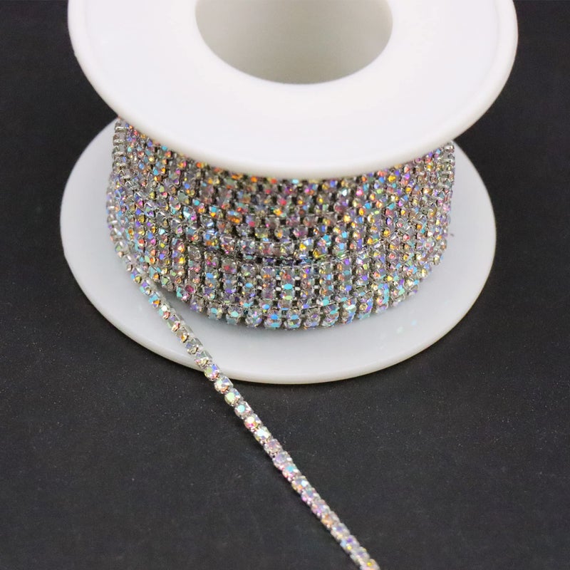 Jerler 10 Yards Crystal Rhinestone Trim Ss6.5/2.0Mm  Ab Close Chain For Sewing Crafts Ideal Wedding Party Christmas Diy Decoration - Image 5