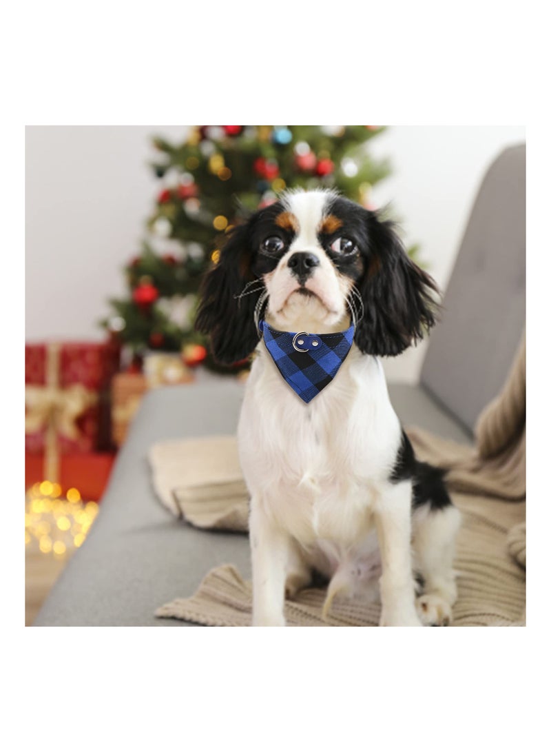 Excefore Dog Bandana Collar, 4 Pieces Cute Plaid Bandana Dog Collar Adjustable Pet Triangle Bibs Buckle Collar Leather for Dogs Pets, L - Image 5