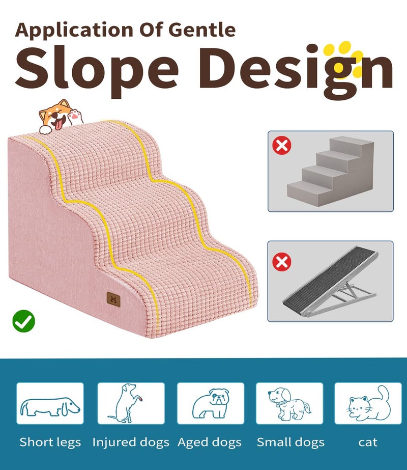 ABCPET Dog Step for Bed, Dog Stair 3-Step 35D Pet Stair 15.7" H for High Bed or Sofa Non-Slip Balanced Pet Step Indoor, Pink - Image 5
