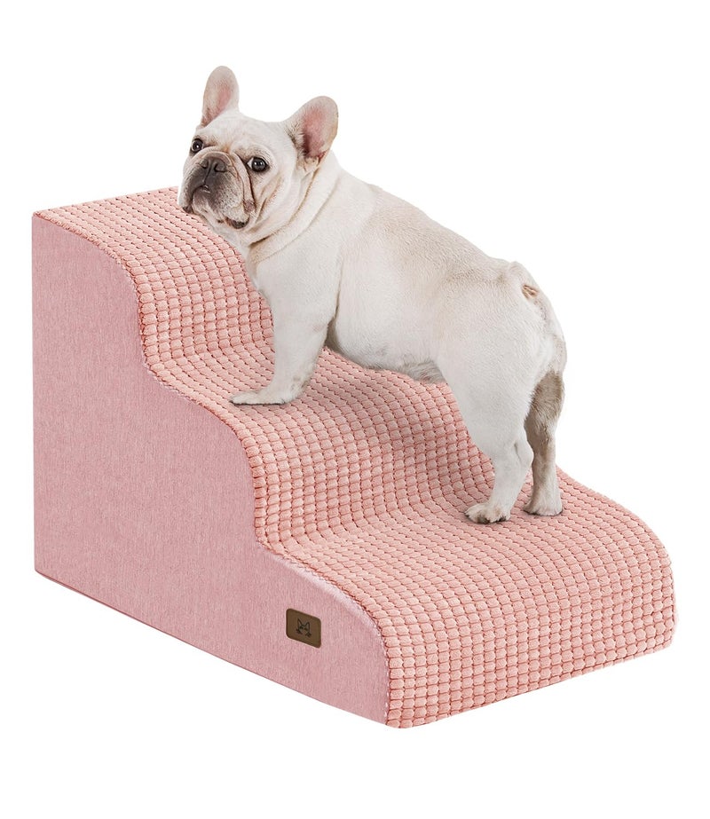 ABCPET Dog Step for Bed, Dog Stair 3-Step 35D Pet Stair 15.7" H for High Bed or Sofa Non-Slip Balanced Pet Step Indoor, Pink - Image 1