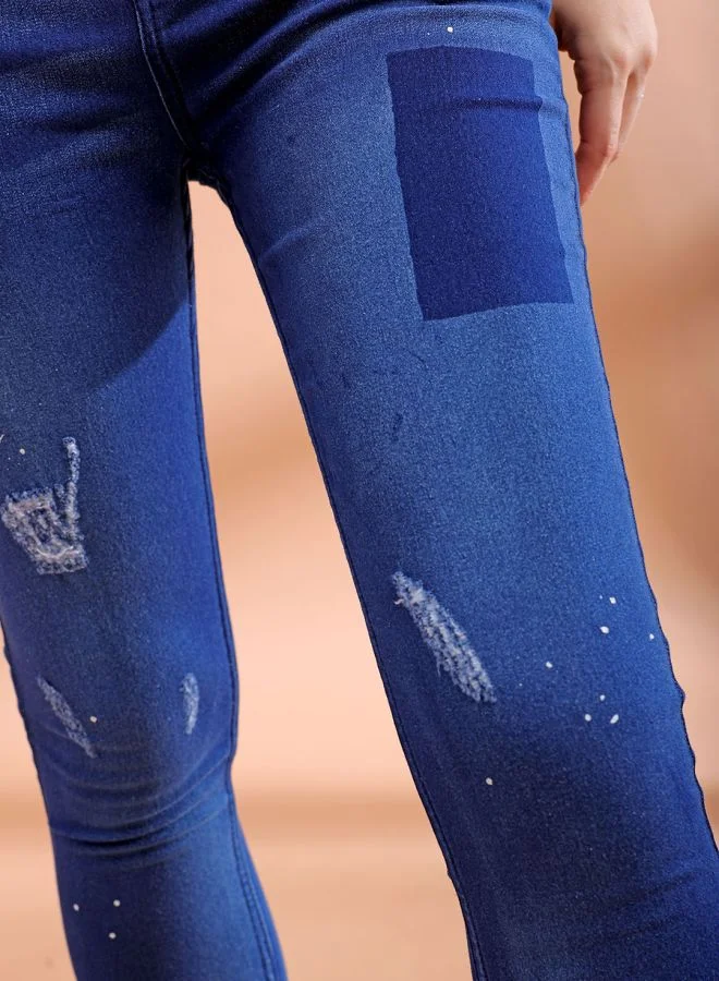 Freehand Women Straight Fit Laser Print High-Rise Jeans