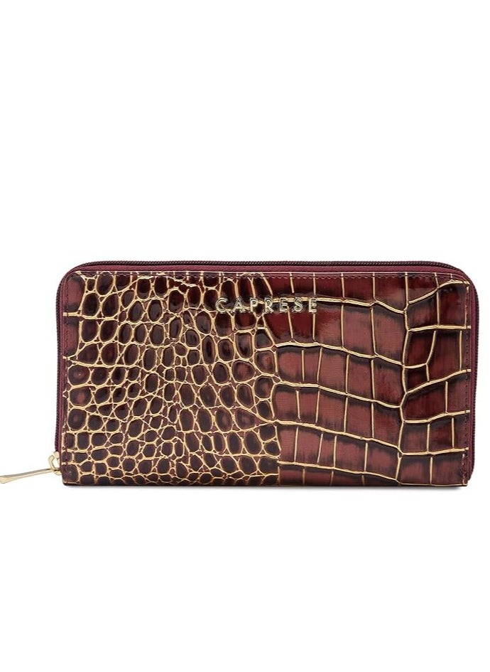 CAPRESE Caprese Miranda Zip Around Wallet for Women| Large, Burgundy | Multiple Card Slots with Stylish Animal Print | Perfect for Carrying Daily Essentials  - Image 1