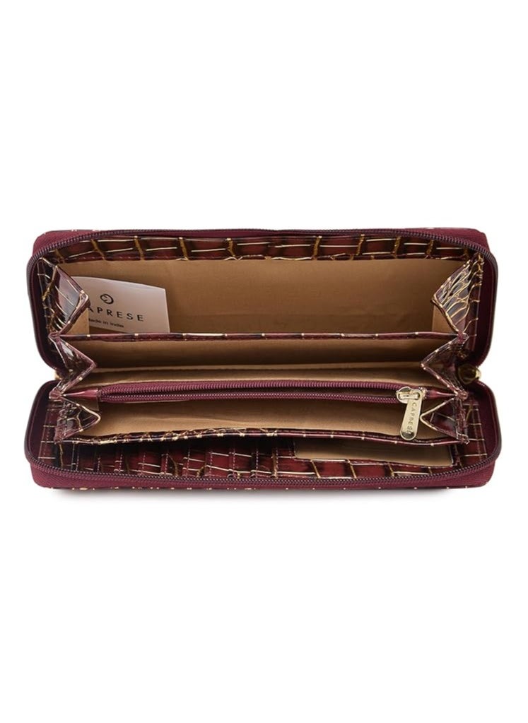 CAPRESE Caprese Miranda Zip Around Wallet for Women| Large, Burgundy | Multiple Card Slots with Stylish Animal Print | Perfect for Carrying Daily Essentials  - Image 4