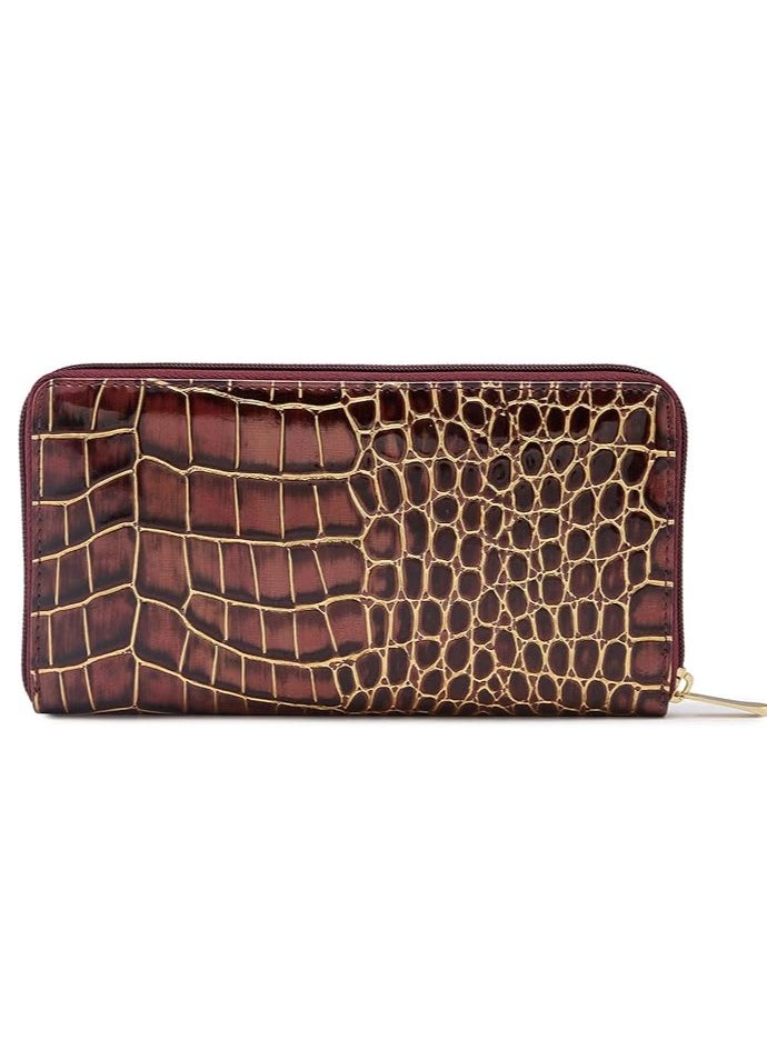CAPRESE Caprese Miranda Zip Around Wallet for Women| Large, Burgundy | Multiple Card Slots with Stylish Animal Print | Perfect for Carrying Daily Essentials  - Image 5