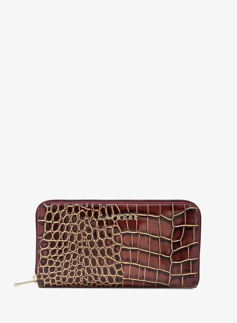 كابريس محفظة كابريسي ميراندا بسحاب حول الخصر للنساء | كبيرة، لون عنابي | فتحات متعددة للبطاقات بطبعة حيوانية أنيقة | مثالية لحمل الضروريات اليومية