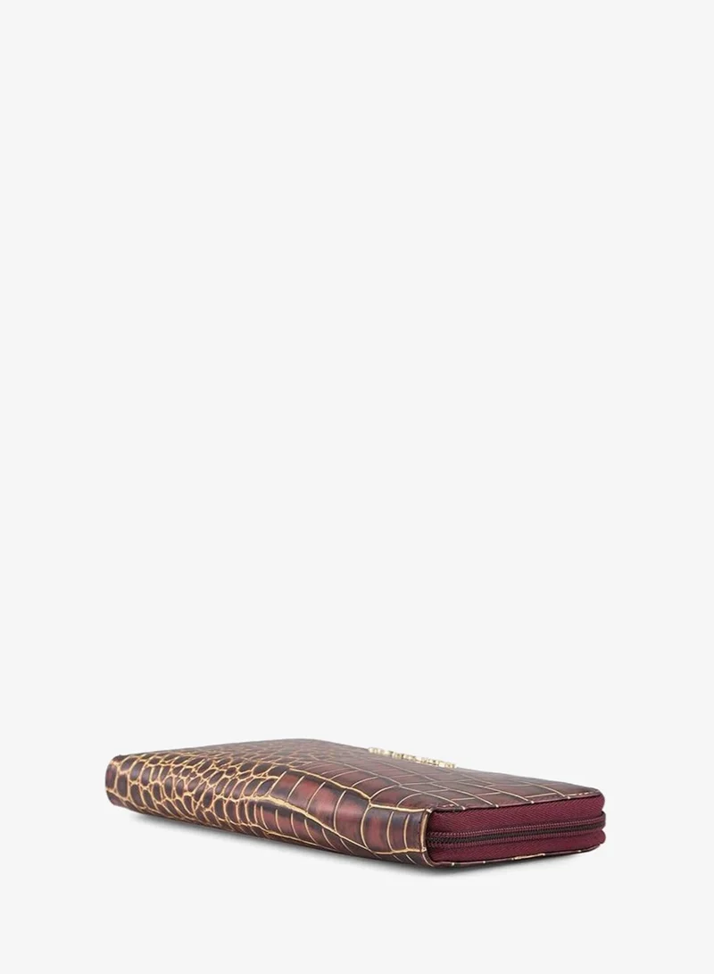 كابريس محفظة كابريسي ميراندا بسحاب حول الخصر للنساء | كبيرة، لون عنابي | فتحات متعددة للبطاقات بطبعة حيوانية أنيقة | مثالية لحمل الضروريات اليومية