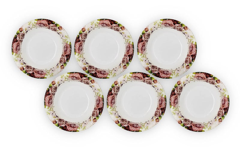 Konvio Kitchen Melamine Vegetable Bowl, Cereal Bowl, Soup Bowl, Snack Bowl Set of 6 Bowls, Pink Floral Design Unbreakable Vegetable Bowl (6 inches, 6 Pieces, 450ml Each) - Image 2