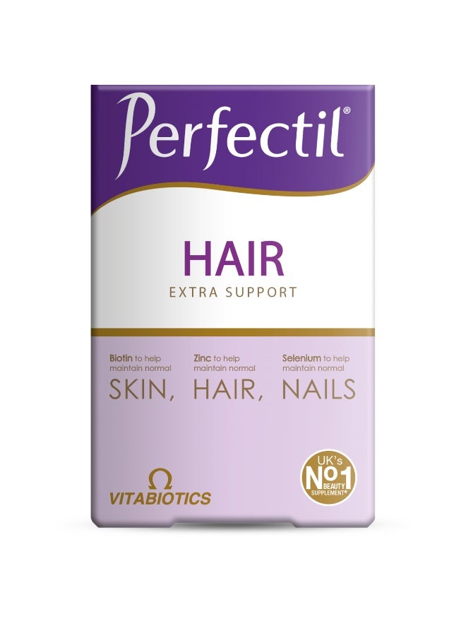 Perfectil Hair Extra Support Tablets | Advanced Hair, Skin & Nails Formula with Biotin, Marine Collagen, Zinc & Selenium | 60 Tablets