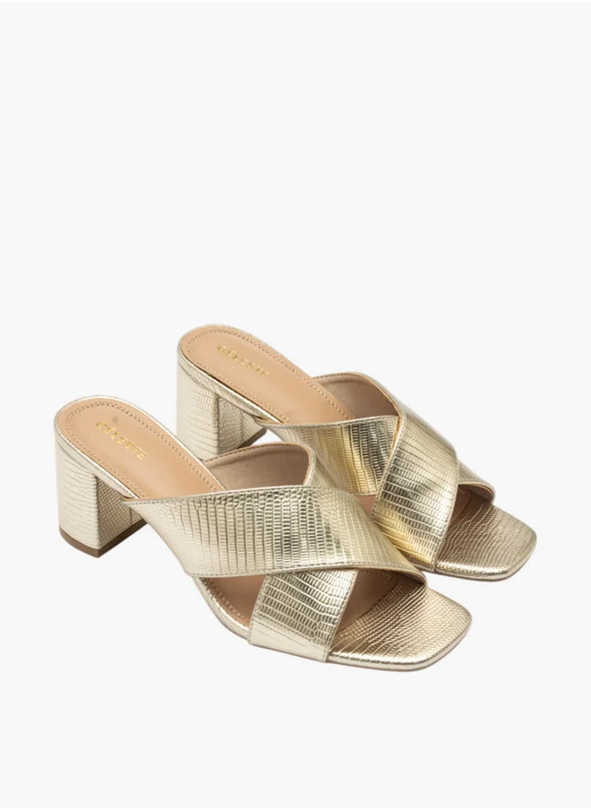 Celeste Women's Textured Cross-Strap Slip-On Sandals with Block Heels