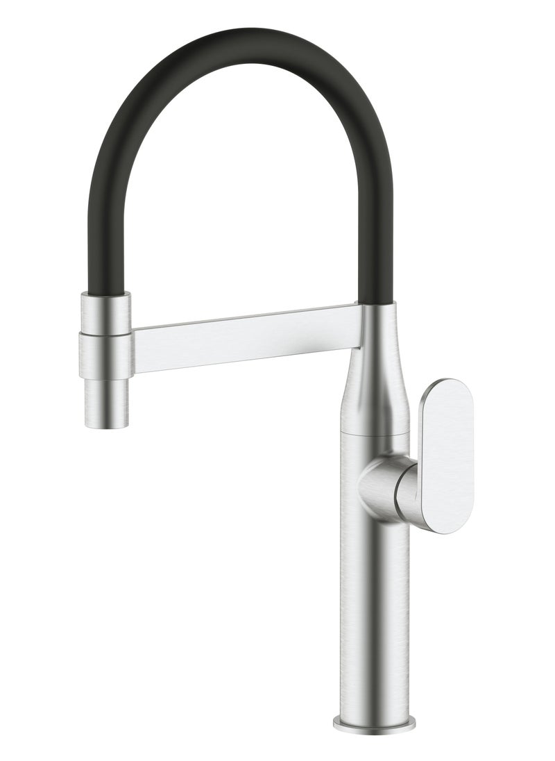 HESANIT HESANIT Deck Mounted Kitchen Faucet Mixer With Flexible Pull Out Spout Stainless Steel Brushed - 6931-1SSB 