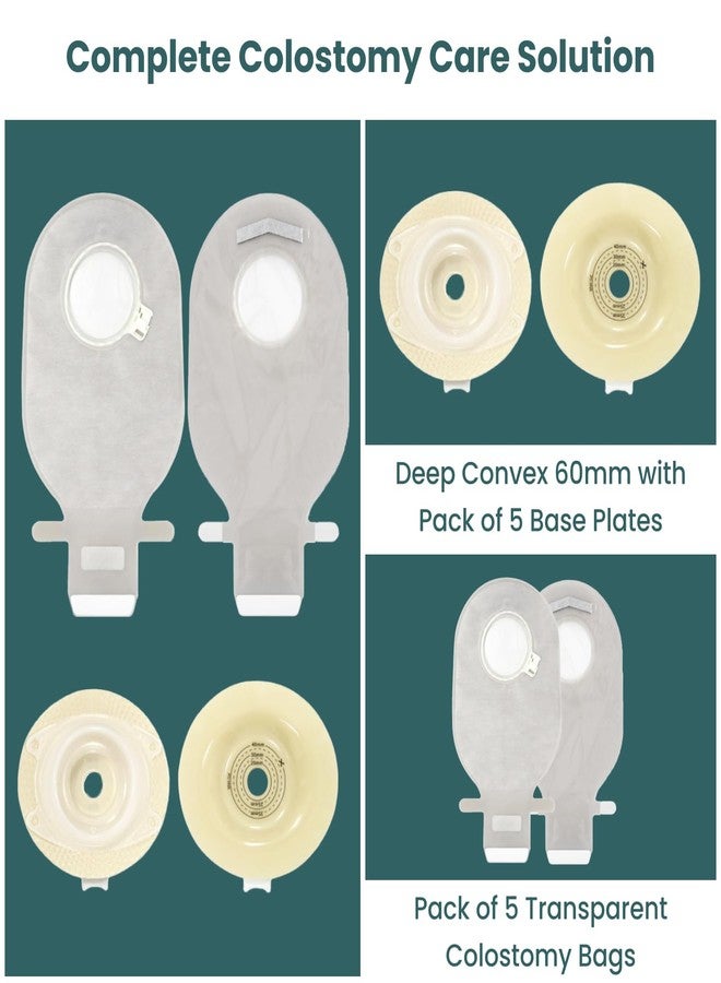 MED Deep Convex Ostomy System 60 mm - Transparent Two-Piece Colostomy Bag Set (5) - Image 3